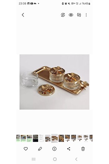 Keopsantique home 3-Piece Gold Butterfly Bowl with Tray
