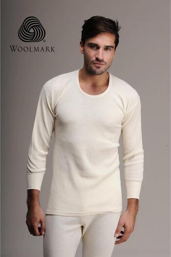 Hasyün Men's 100% Wool Long Sleeve Undershirt Undershirt Innerwear 1002E - 1 Piece