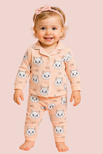 Balbadem baby kids Cat Patterned Baby Girl Cotton Pajama Set – 6-9/18-24 Months