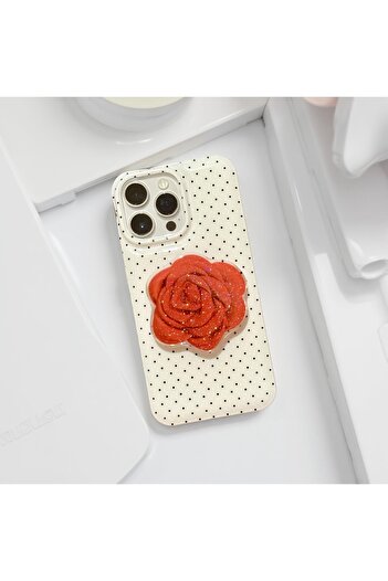 HYPERSOFT iPhone 16 Pro (6.3 Inch) Compatible Stylish Patterned Slim Case with Popsocket Stand