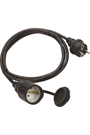 Technik Extension cable 10m 3500W 16A 3x1.5mm SCHUKO socket with black cover IP44 MTI10M1,5M-BK