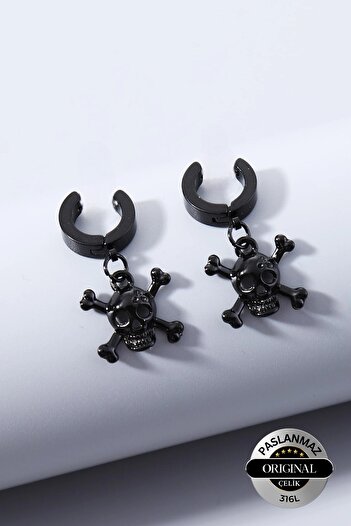 Lynare Compressed Magnet Skull Model Swinging Male 316L Steel Earrings 1 Piece