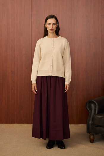 Merwish Bomber Mini Cardigan-Beige