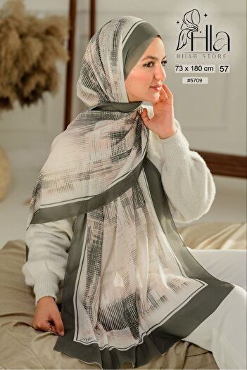 Hala Digitally printed chiffon shawl, different shapes and colors, set of 5 pieces, size 75 x 180
