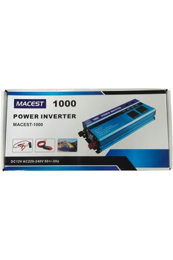 macest 1000W Power Inverter 12V to 240V AC Pure Sine Wave Car DC UK with Sockets Dual Adapter
