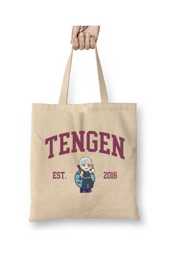 Toyaso Demon Slayer Tengen Uzui White Cloth Bag Long Handle Shopping Bag Beach Bag
