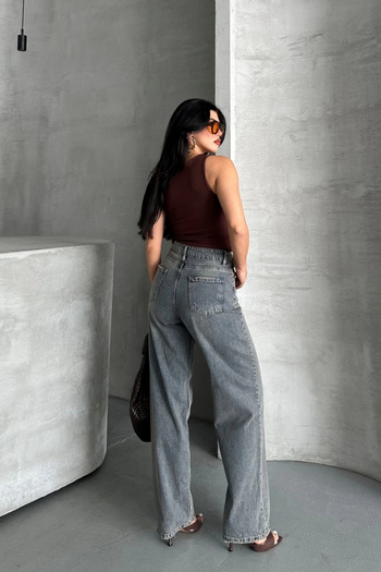 By Mop Palazzo Whiskers Snow Wash Ice Blue Jeans Trousers D2008