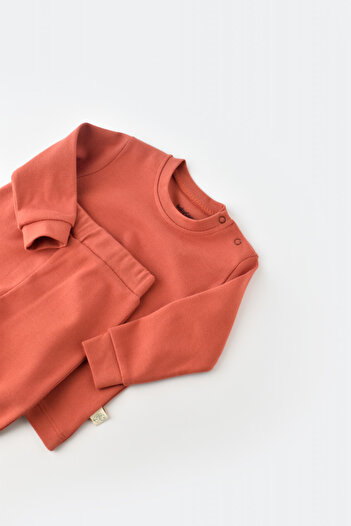 BabyCosy Organic Wear Long sleeve blouse and long pants set - 100% cotton - Cinnamon, BabyCosy