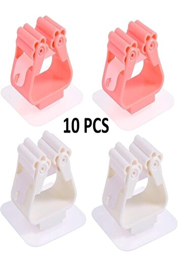 Generic 10 Pcs Easy-Install Wall-Mounted Mop & Broom Holder – Strong Adhesive, No-Drill Organizer Rack