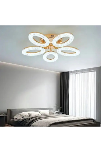 LED CONCEPT Smart LED chandelier with remote control and three types of light, oval, 100W, dimmable, 60x60x10cm