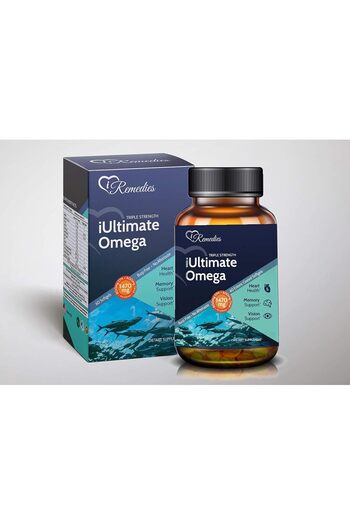 iremedies iUltimate Omega 60's Softgels. Fish Oil. Omega 3. 800 Mg EPA and 600 mg DHA with Natural V