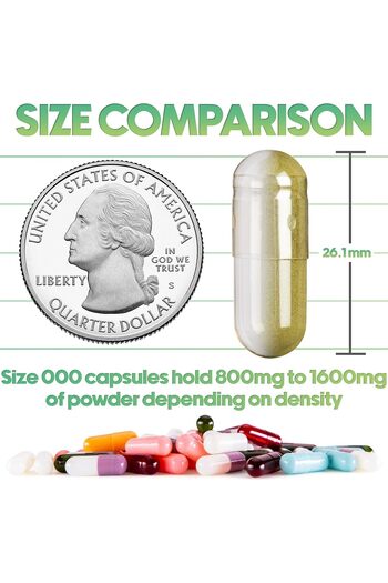 Express Capsules Size 000 Empty Vegetarian Transparent Capsules 100 Kosher and Halal, DIY Dietary Su