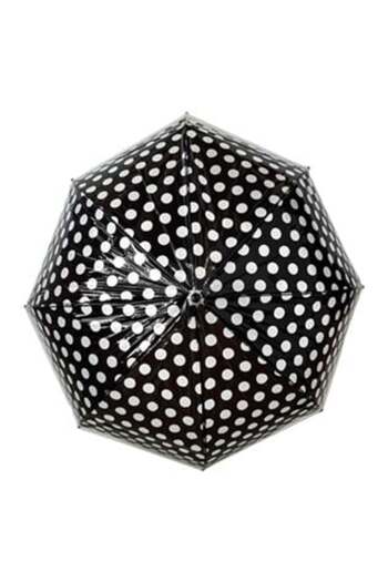 OEM Rain Umbrella Cane with Automatic Opening, Beige with Polka Dots, 81 cm