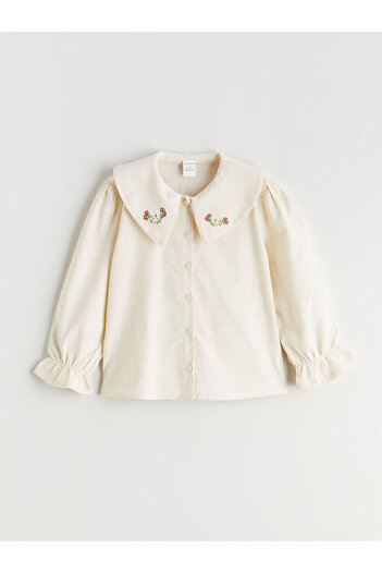 LC Waikiki Vizyon New Season Baby Collar Floral Velvet Girls' Shirt