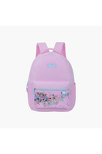 BOZ Confetti Print Backpack with Adjustable Straps and Zip Closure - 6×12×21 cm