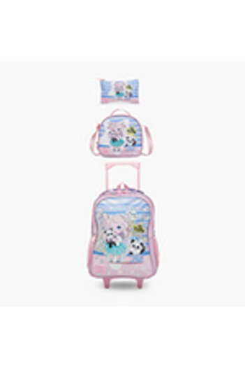 Sami Studio 3-Piece School Trolley Bag Set for Girls Aged 5-8 with Lunch Bag and Pencil Case by