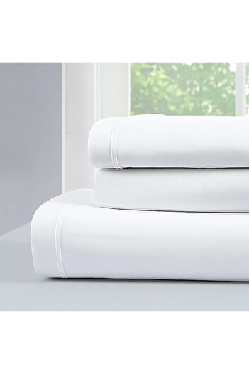 Bee Home 100% Cotton Single Sheet Set, 300 Thread Count, 3 Pieces | White