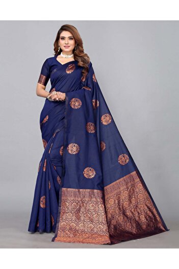 iza Navy Blue Banarasi Silk Saree