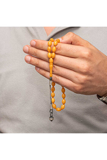 norsary Silver Kazaz Tasseled Tight Amber Rosary