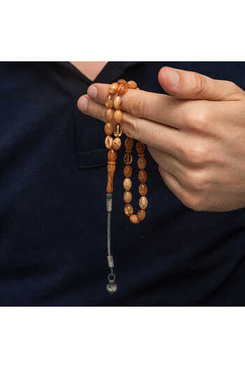 norsary Silver Kazaz Tasseled Tight Amber Rosary