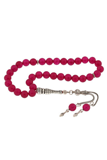 norsary Natural Stone Metal Tasseled Jade Stone Rosary