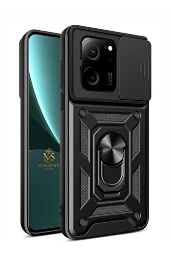Massemr Xiaomi Mi 13t Pro Tank Case Premium Armored Silicone with Magnetic Ring Shock-Absorbing Protective Cover