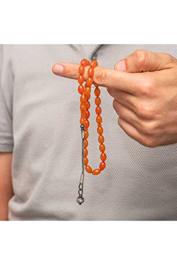 norsary Silver Kazaz Tasseled Tight Amber Rosary