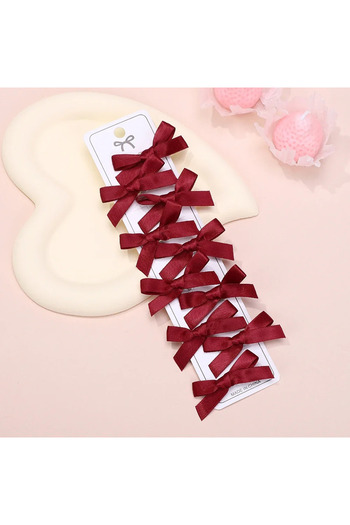 Fiyonks Atölye Women's Satin Ribbon Mini Bow Buckle 10 Pieces