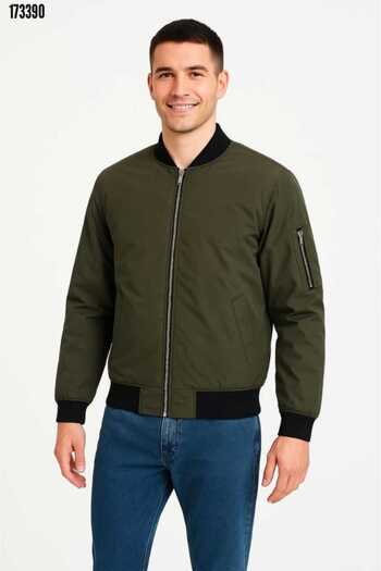 Giyimodam Men's Lined Zippered Bomber Jacket