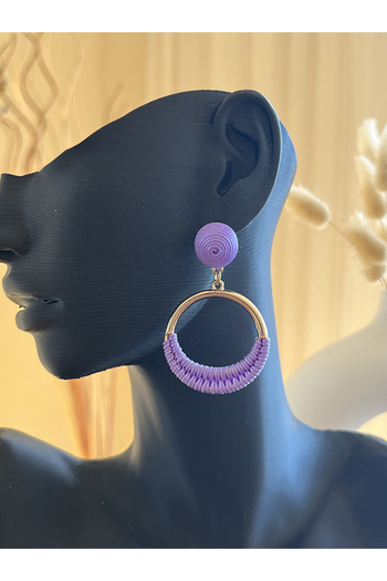 Büyük Hanım Modern Style Purple Round Rope Earrings