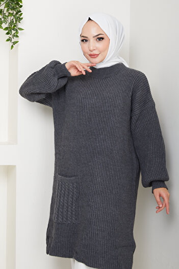 Pamuk Butik Women's Hair Knit Pocketed Knitwear Tunic