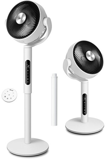 Levoit 20dB Quiet Pedestal Fan, 2465m³/h Air Circulator with 12 Speeds & 90°+120° Oscillating