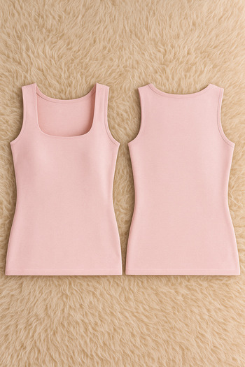 White Velvet Women's Square Neck Strap Cotton Lycra Combed Cotton 2-Piece Undershirt Q6K0K1T4Ka