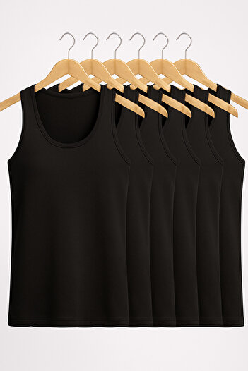 White Velvet Men's Lycra Bamboo Black 6-Pack Undershirt Qi̇2K7L1K9K.6L