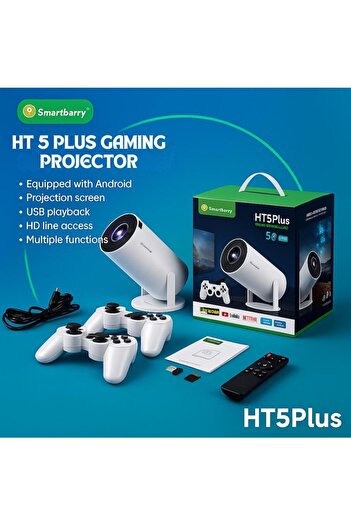 SMART BARRY Smartbarry HT5 Plus – 4K HD Gaming Projector with 2 Joysticks