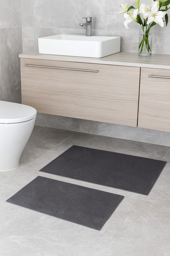 Colore Home Non-Slip Base Washable Plush 2-Piece Anthracite Bath Mat