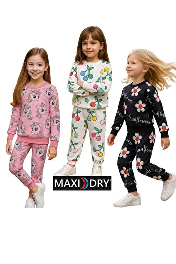 MAXI DRY 3 Pieces Long Sleeve Seasonal Girls' Bottom and Top Set