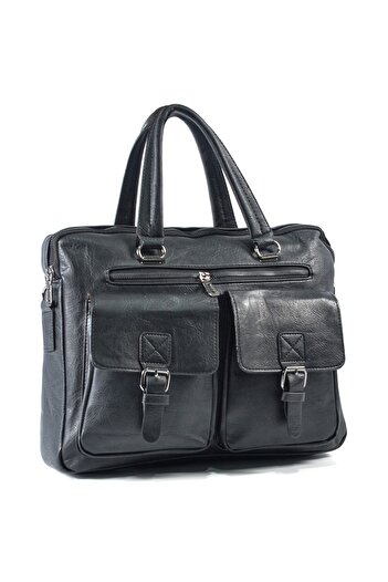Naimeed Company Men's Briefcase, Faux Leather, Naimeed D5453, Companion, Black, 39x7x30cm