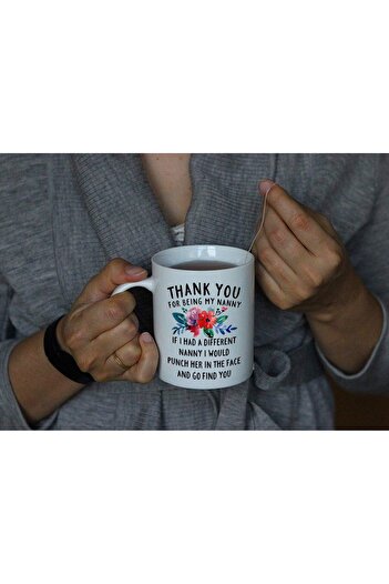 Be Care DQGCVT Best Nanny Gift - Coffee Mug with 'Thank You for Being My Nanny' Floral Design