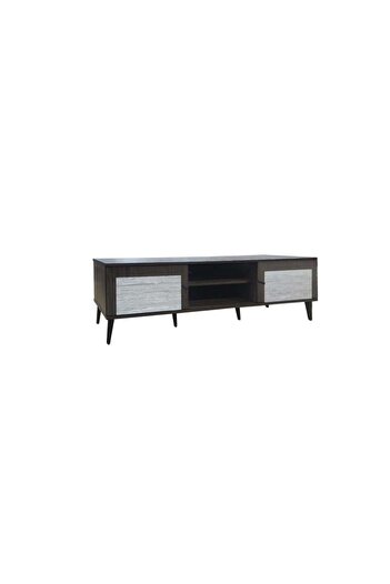 BAITY TV Stand 180 cm Malaysian Wood 2 Drawers and Shelves - Brown and Gray