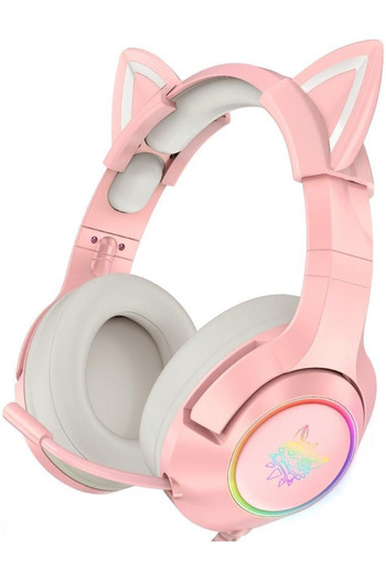 Generic Wired Gaming Headset Removable Cat Ears Headphones with Microphone