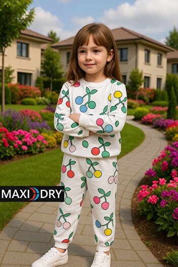 MAXI DRY Cherry Patterned Girl's Top and Bottom Set