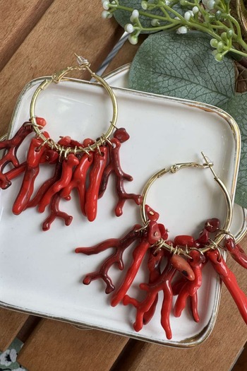 My Joyas Design Zr Model Halkada Coral Earrings