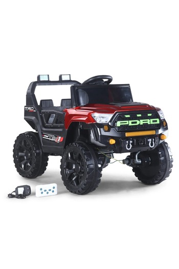 Toybox Electric Ride-On Jeep for Kids with LED Lights, Remote Control & Bluetooth - Red