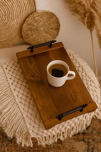woodalbuba Stylish Wooden Kitchen Presentation Tray, Brown Stylish and Useful Decorative Tray
