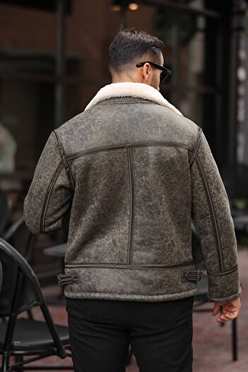 KOCCI New Season Water and Cold Resistant Faux Fur Detailed Winter Men's Jacket Coat