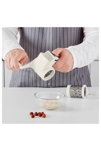 Hümasel Grater 17 cm 2-Piece Rotating Grater Apparatus Stainless Steel White Color
