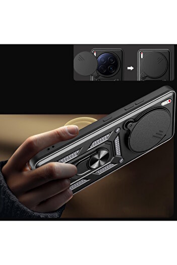 m.tk moveteck Tecno Camon 40 Premier 5g Case Camera Protection Sliding Ring Armor Military Tank Slide Cover