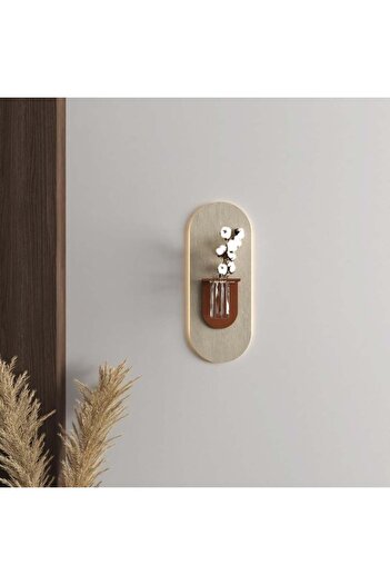 SND Illuminated Wooden Wall Shelf with Artistic Vase