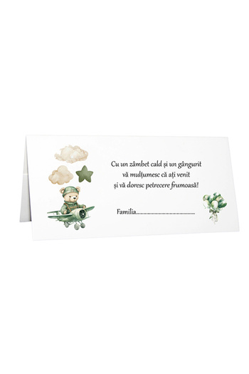 OEM Baptism Money Envelope Teddy Bear Green Cardboard - set of 30 pieces